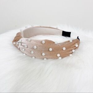 NWOT blush pink faux pearl headband
